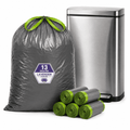 13 Gallon Lavender Scented Trash Bags (100 Count), Tall Kitchen Drawstring Garbage Bags, Gray, High Density, Fits 10–13 Gallon Cans