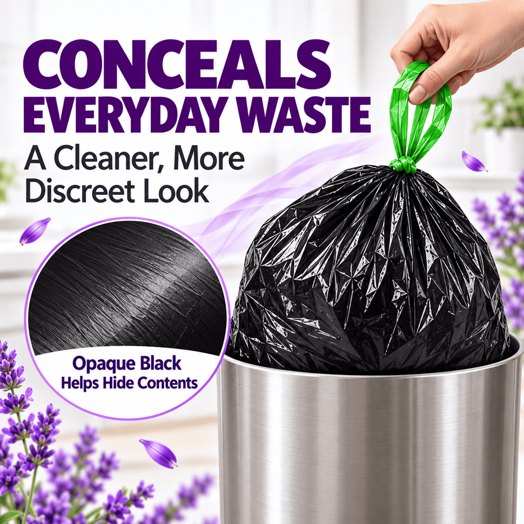 4 Gallon Trash Bags, 150 Count, Lavender Scented Black Drawstring Bags