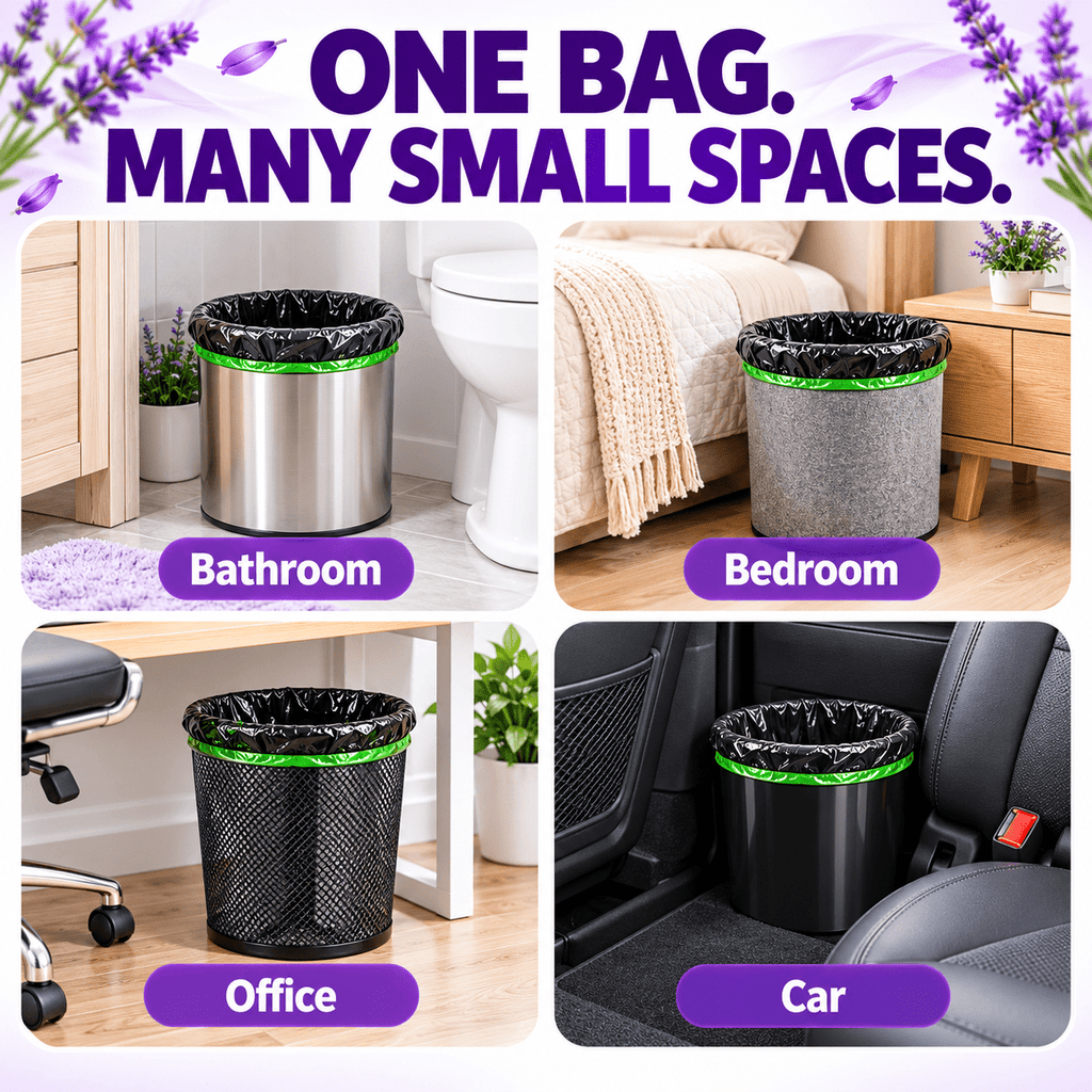 4 Gallon Trash Bags, 150 Count, Lavender Scented Black Drawstring Bags