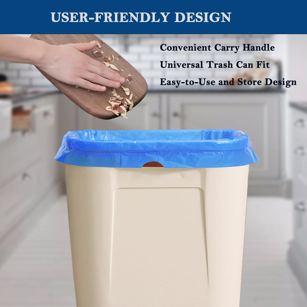 13 gallon Trash Bags Drawstring (Count 100), Tall Kitchen Garbage Bags, Blue