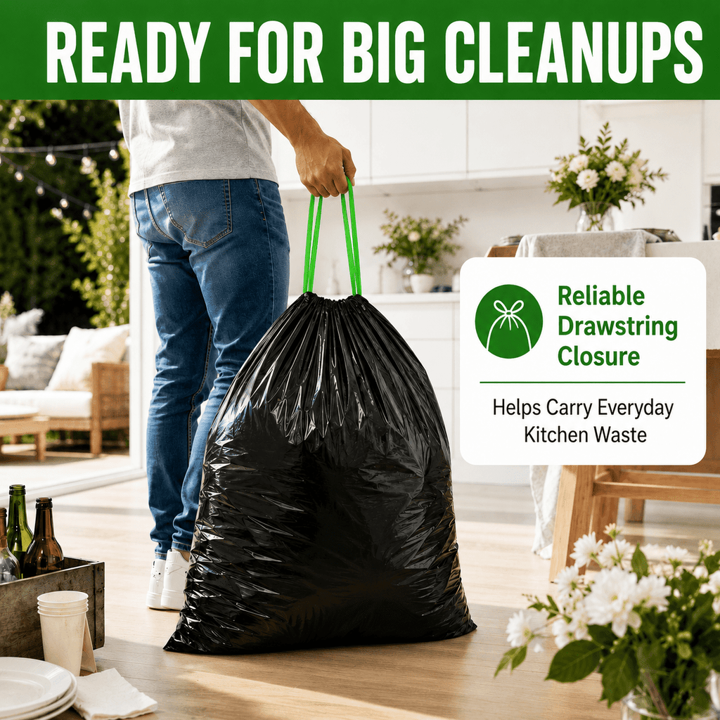 30 Gallon White Trash Bags, 60 Count, Floral Scented Drawstring Garbage Bags for Large Kitchen, Office, Garage and Household Cleanup