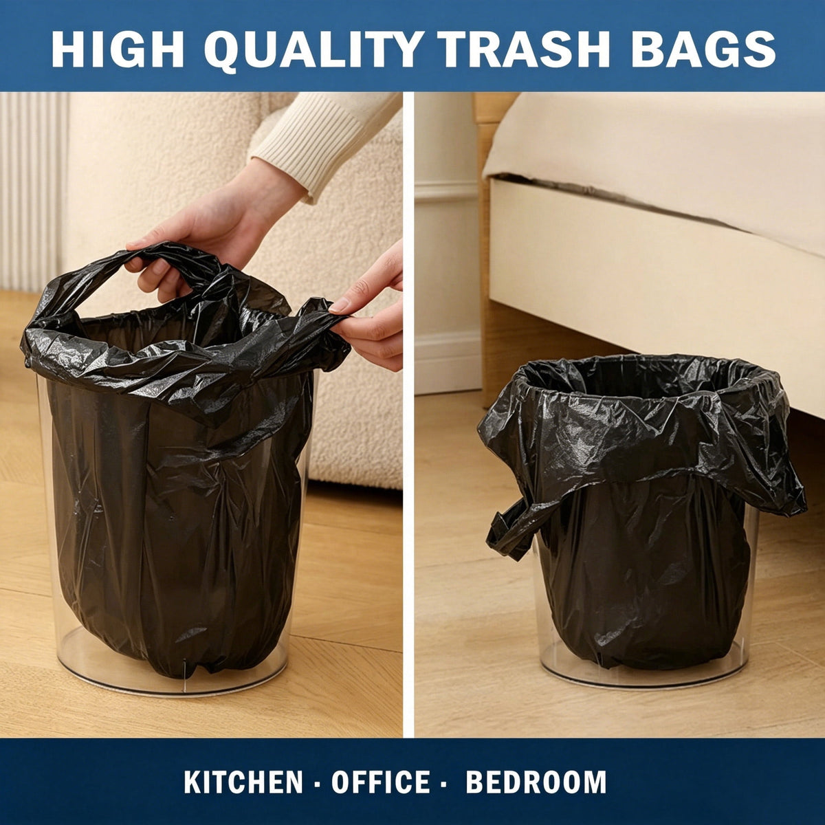 4 Gallon Black Trash Bags, 200 Count - Vest Style Garbage Bags for 4-6 Gallon Bins, Tear & Leak Resistant for Home, Office